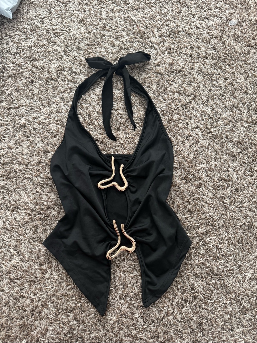 Black Halter Top with Gold Accent
